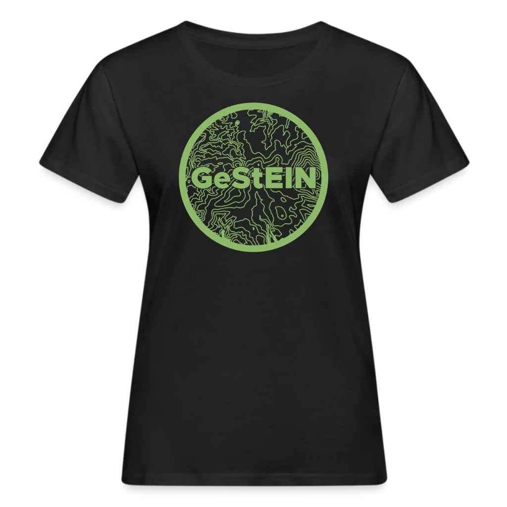 Frauen Bio Shirt_Isolinienlogo-schwarz-grün
