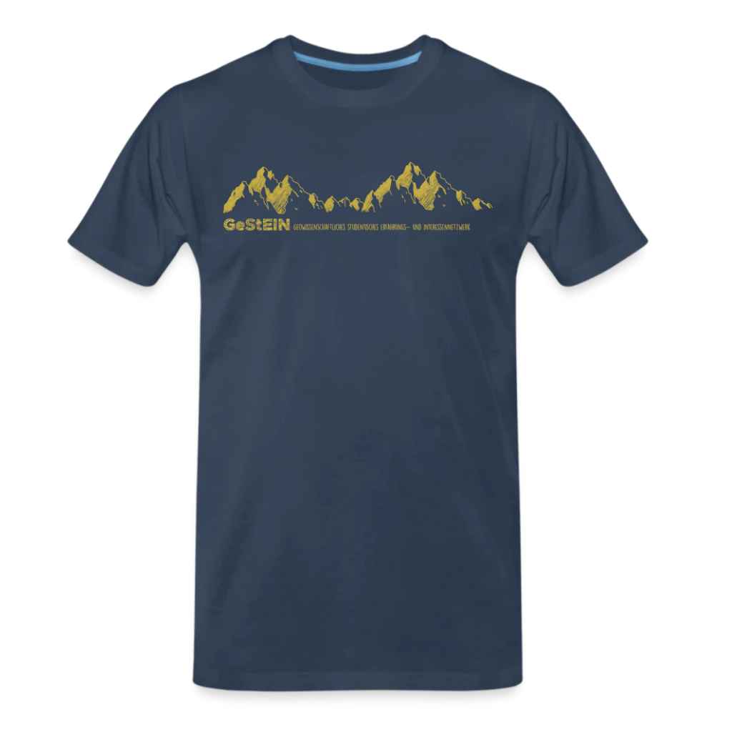 Männer Premium Bio Shirt_Bergkette-navy-gelb