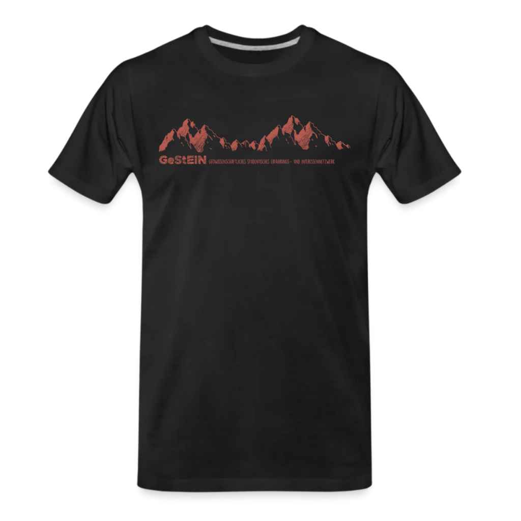 Männer Premium Bio Shirt_Bergkette-schwarz-gesteinsrot
