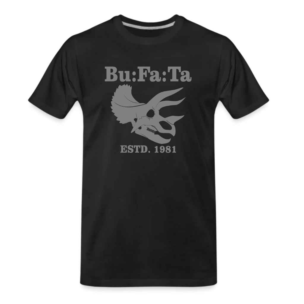 Männer Premium Bio Shirt_Triceratops-schwarz-grau