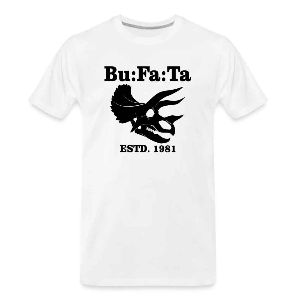 Männer Premium Bio Shirt_Triceratops-weiß-schwarz